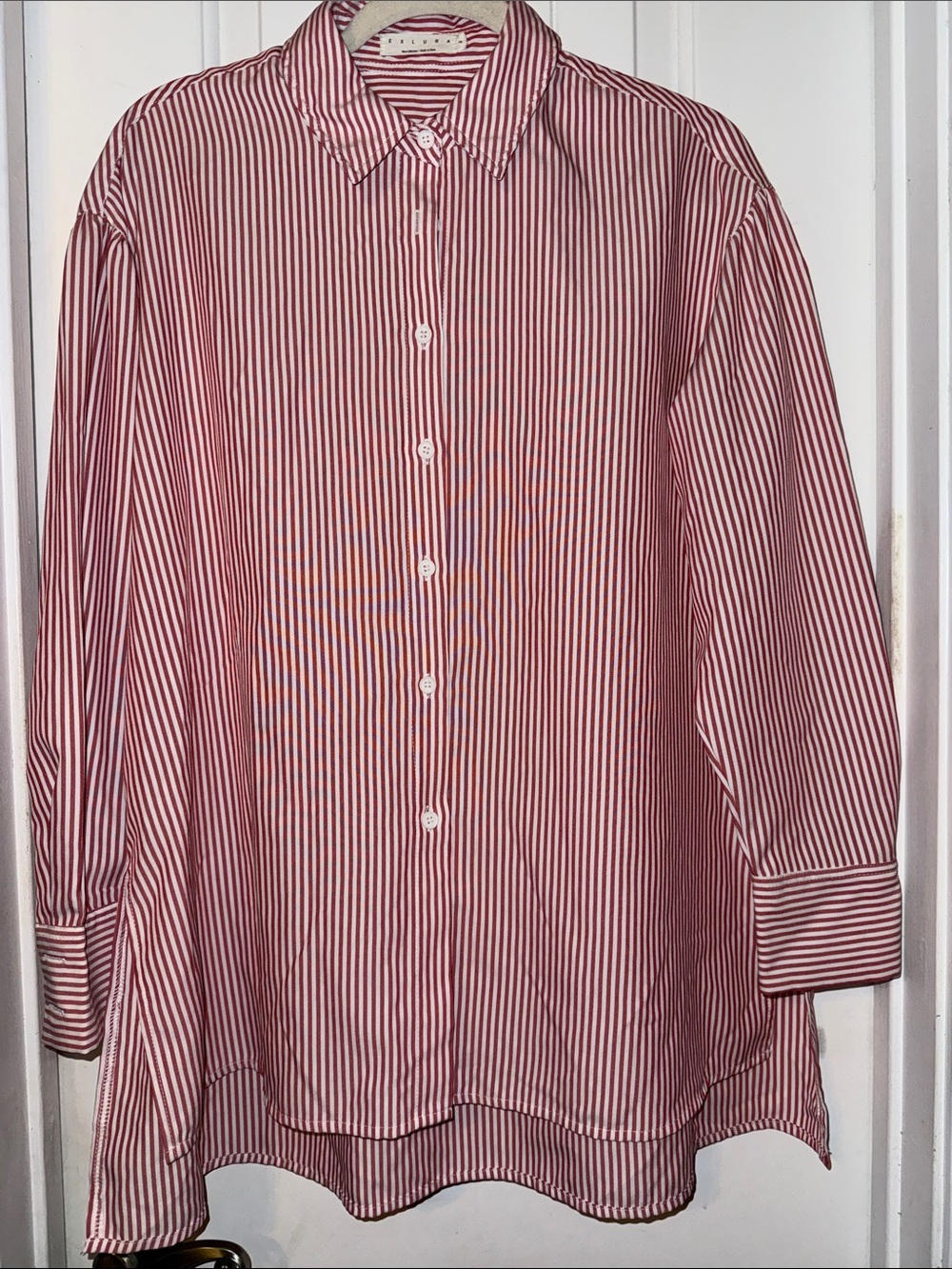 Women’s  Red Striped Button-Up Shirt